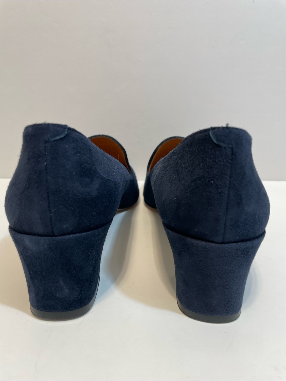 Vintage Ralph Lauren Women’s Suede Block Heel Navy Loafers Size 10 - Picture 8 of 13